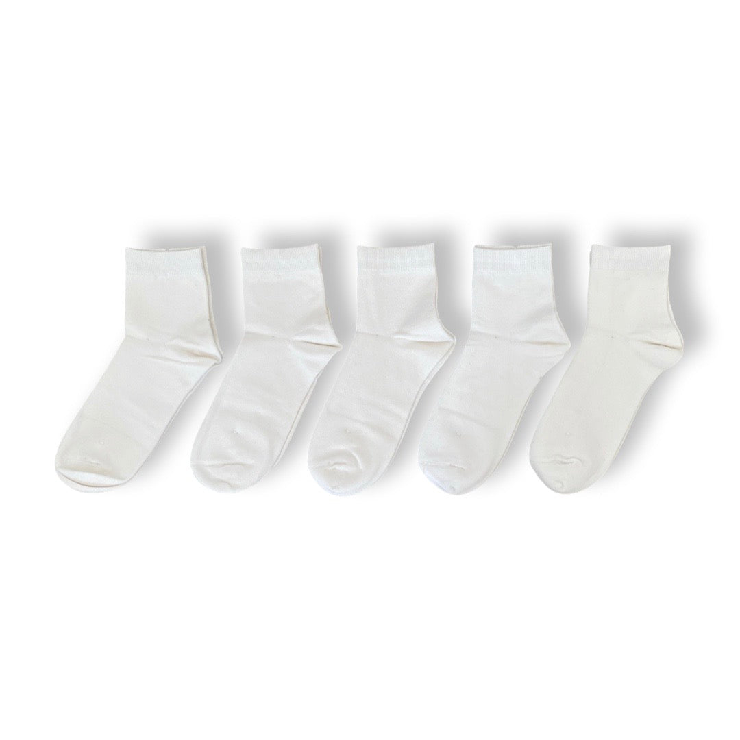 White Quarter Socks (5-pairs)