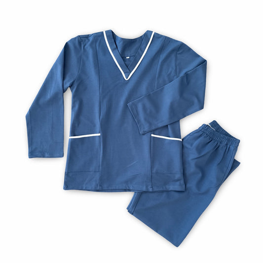 Cotton Blue Long Sleeve Uniform