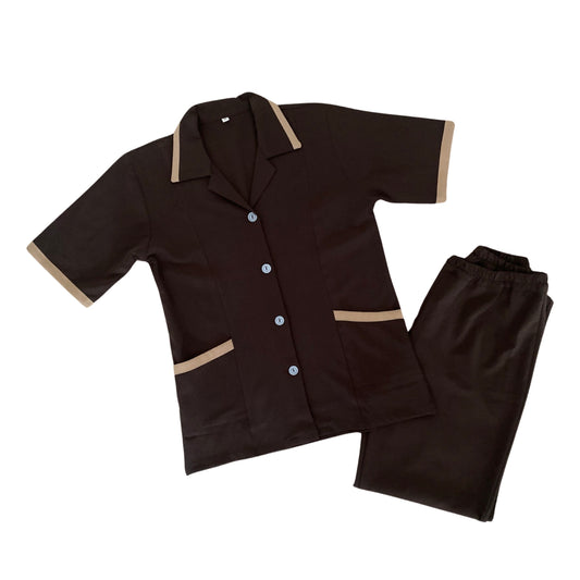 Brown with Buttons Short Sleeve Uniform