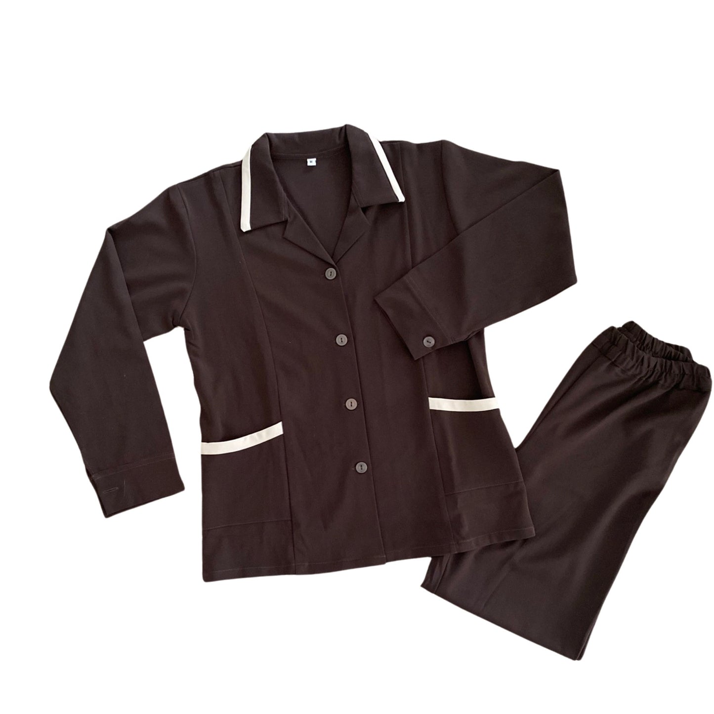 Buttoned Dark Brown Long Sleeve Uniform