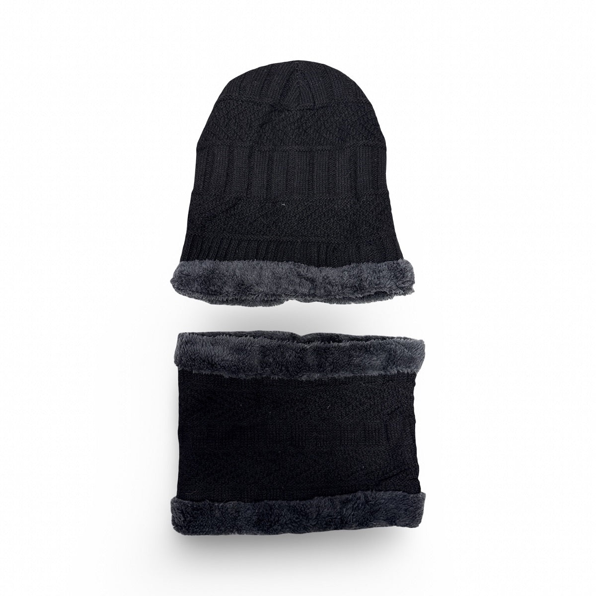 Black Knit Hat & Scarf