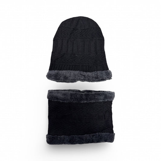 Black Knit Hat & Scarf